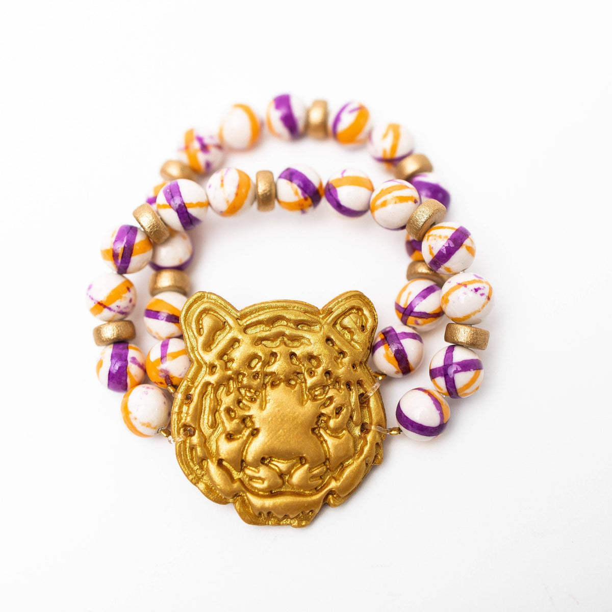 Orange and Purple Double Rainflower Jasper with Tiger Bracelet