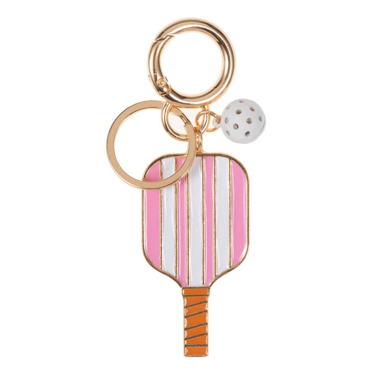 Pickleball Shaped Enamel Keychain