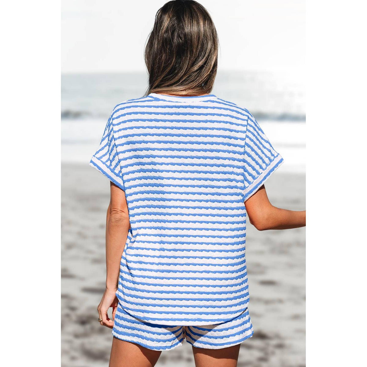 Lara Striped Knitted Top and Shorts Set