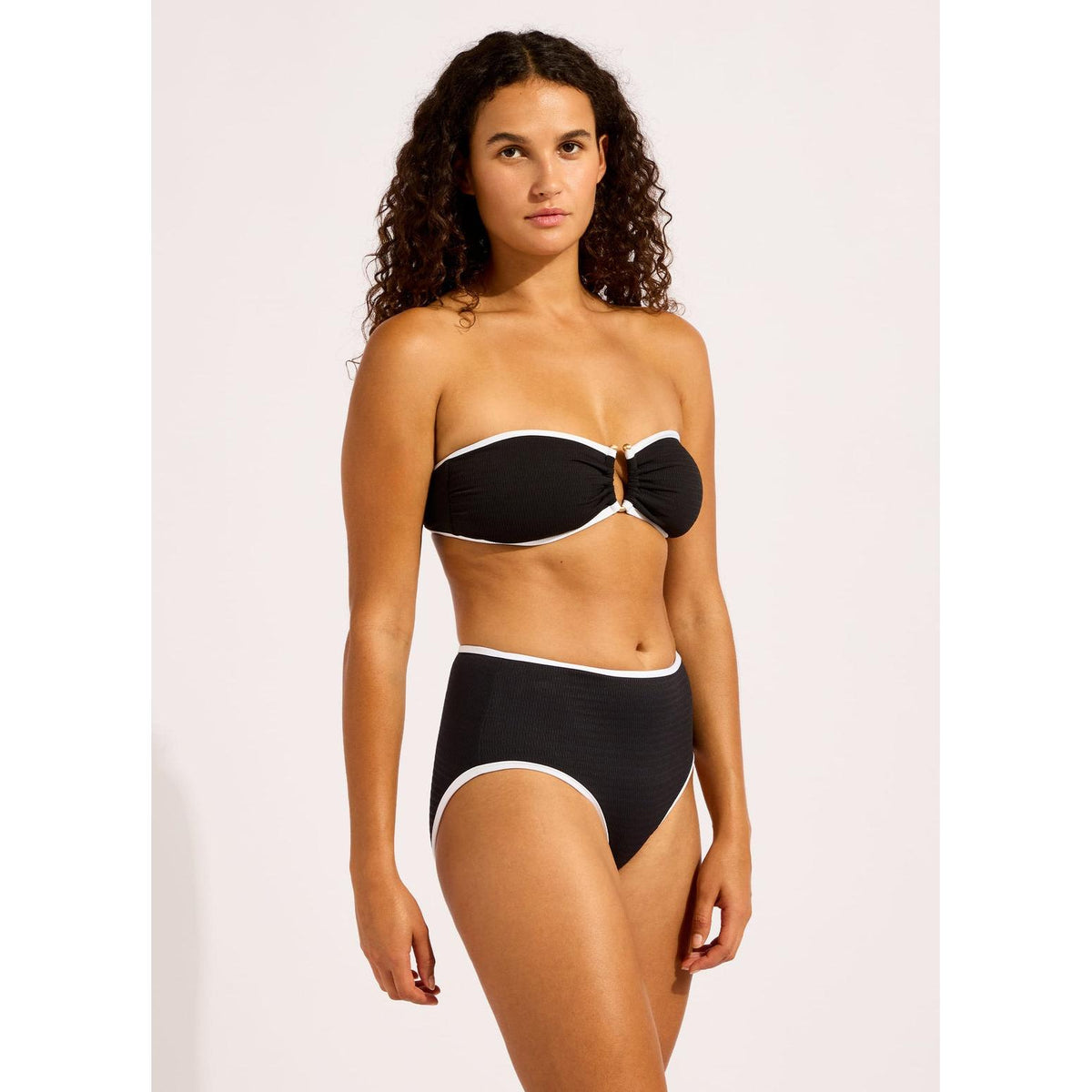 Beach Bound Black High Rise Bikini Bottom