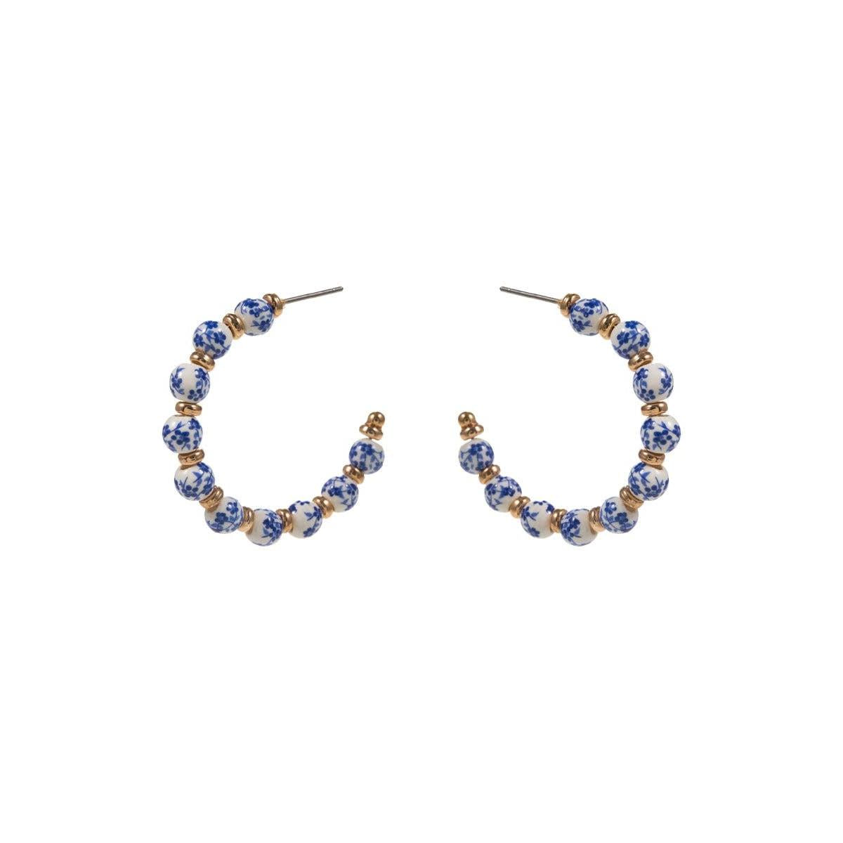 Flower Ceramic Beads Post Earrings