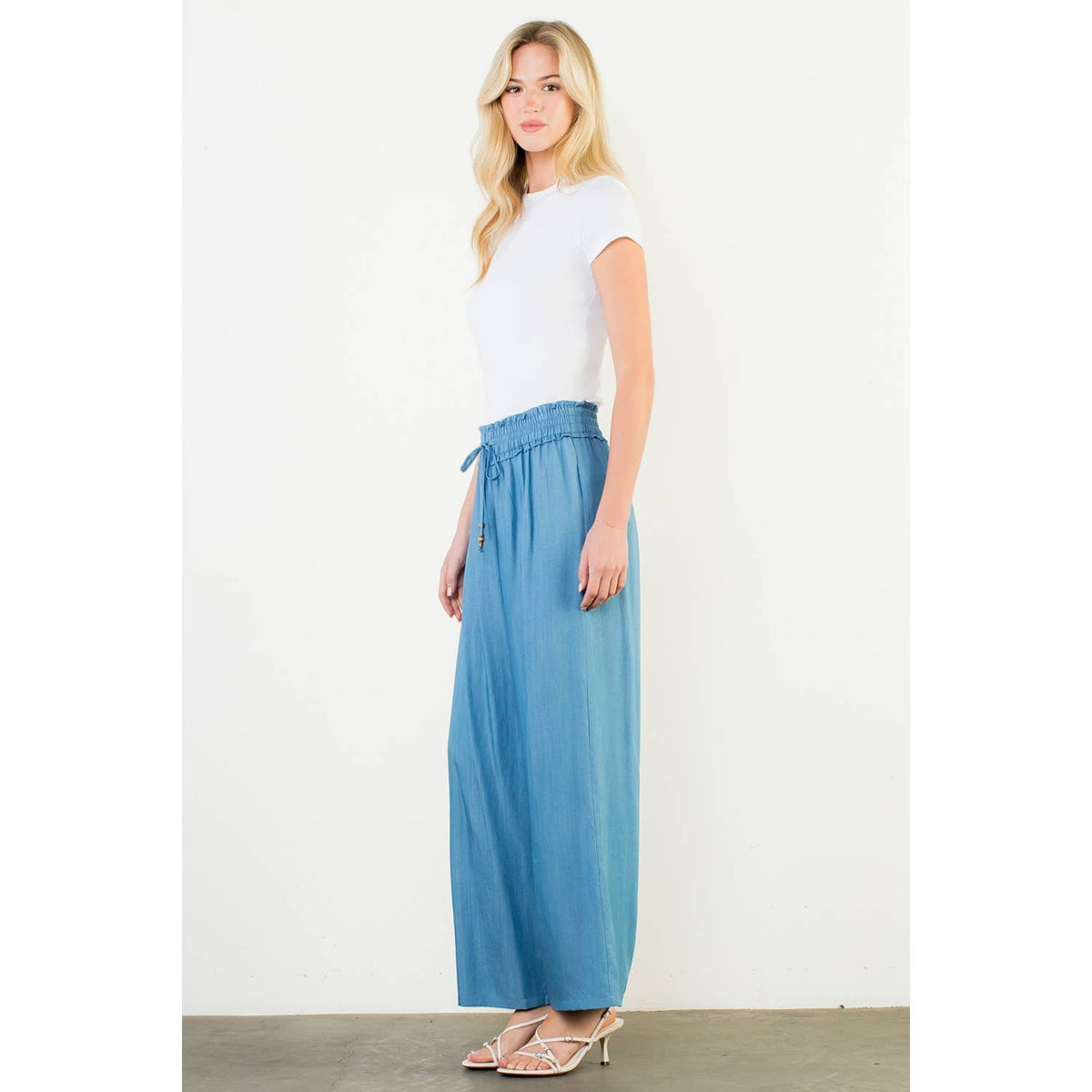 Sadie Elastic Waist Chambray Pants