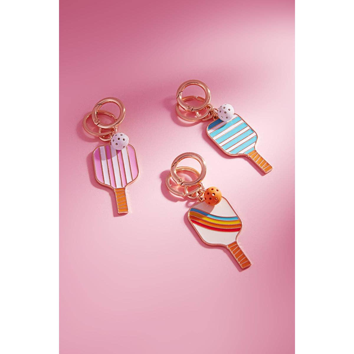 Pickleball Shaped Enamel Keychain