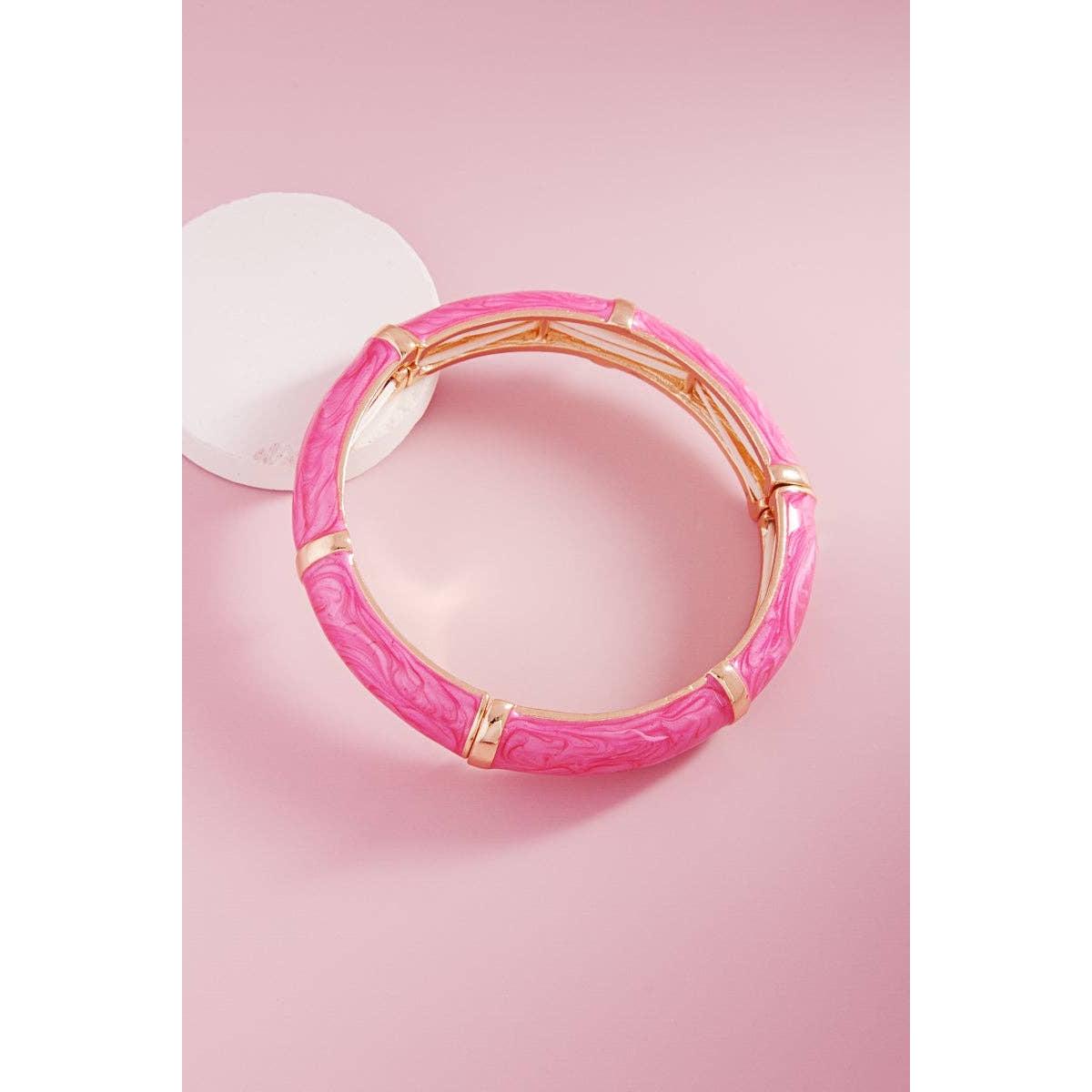 Round Color Enamel Bangle Stretch Bracelet