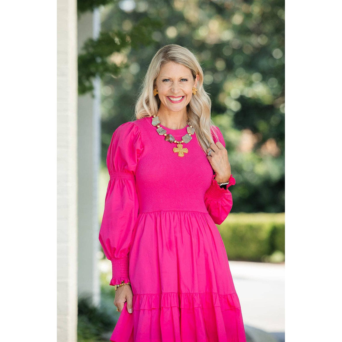 18" Aqua Terra Jasper with Kristin Cross Necklace