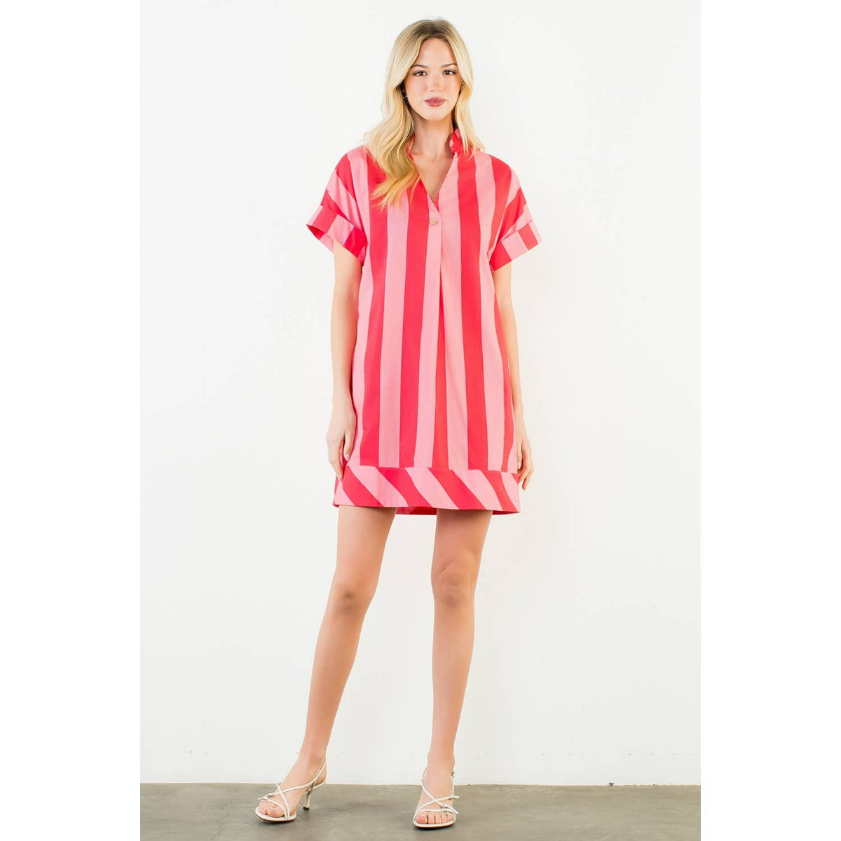 April Striped V-Neck Dress