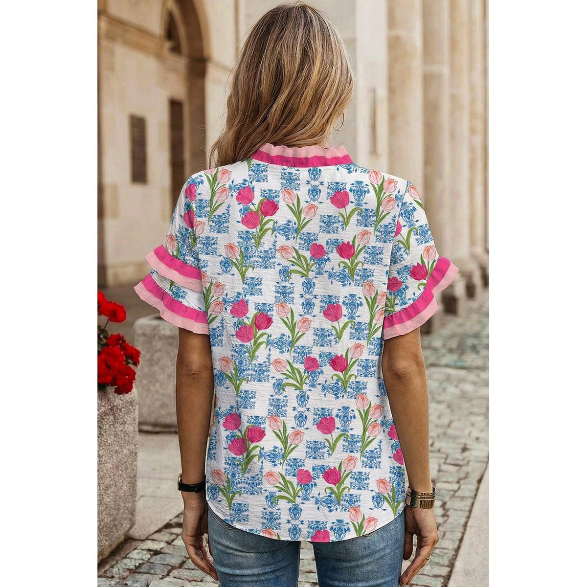 Tulip Garden Ruffle Blouse