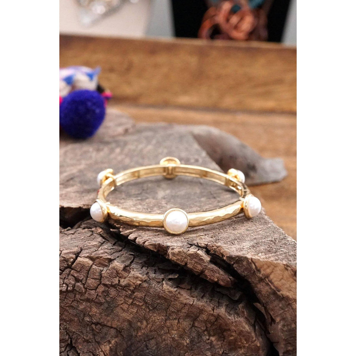 Jeweled Hammered Bangle