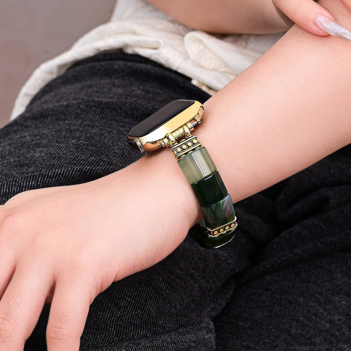 Evergreen Serenity Agate Stretch Apple Watch Strap