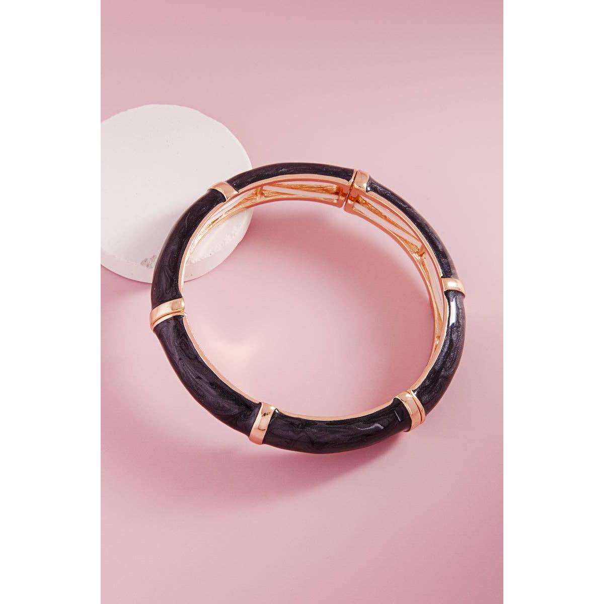 Round Color Enamel Bangle Stretch Bracelet