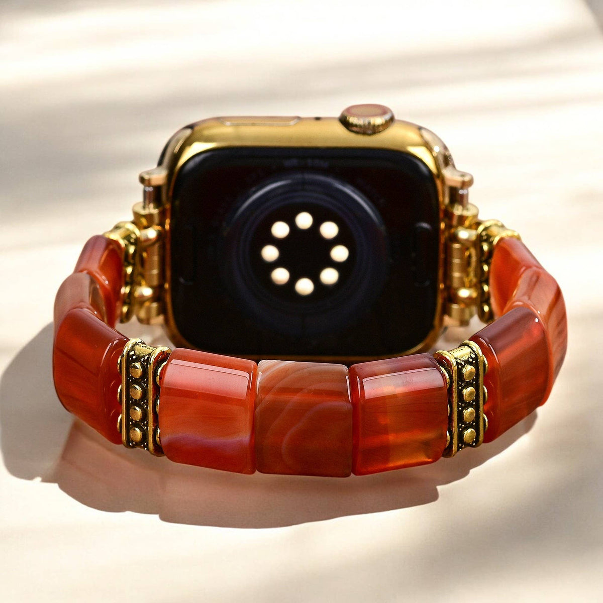 Serene Flame Agate Stretch Apple Watch Strap