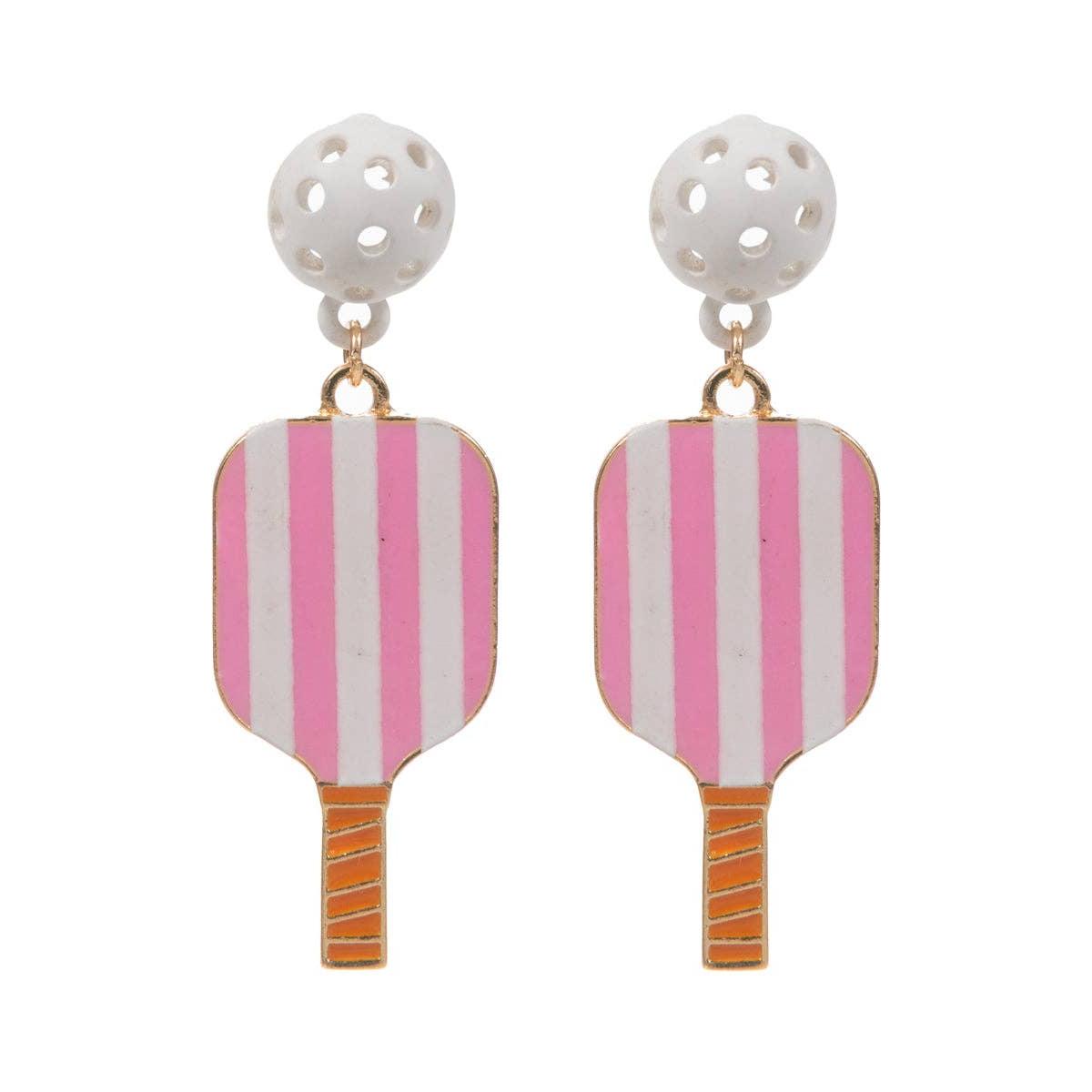 Sports Pickleball Enamel with Pattern Post Earrings