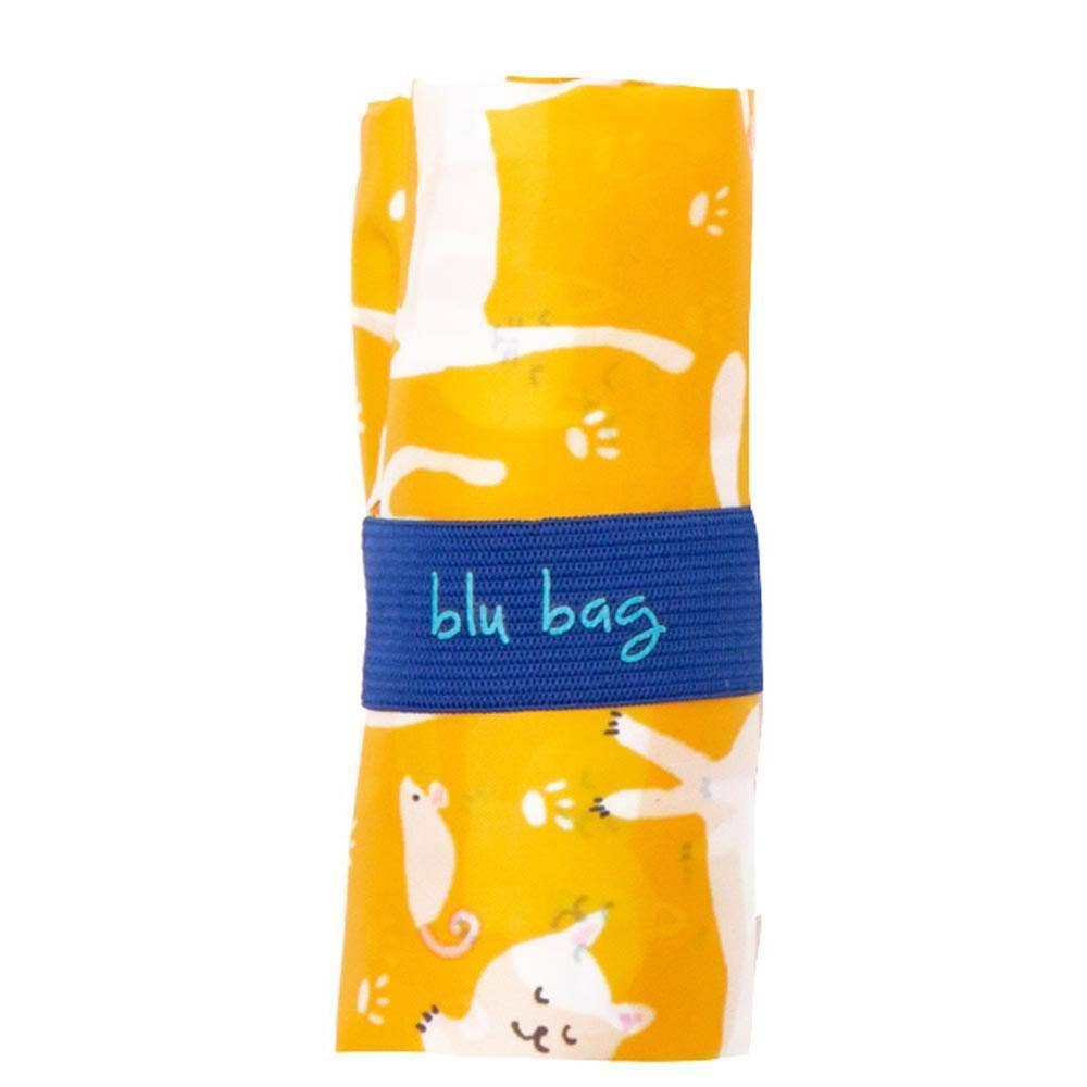 Kitty Cats Yellow blu Bag Reusable Shopper Tote