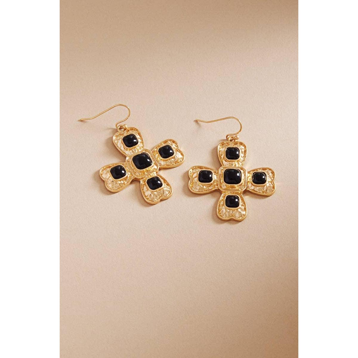 Cross Gem Post Earrings