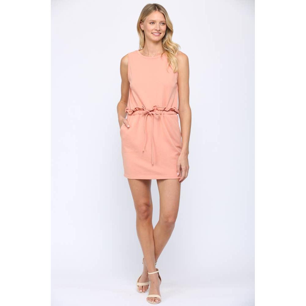 Elastic Waist Sleeveless Terry Dress