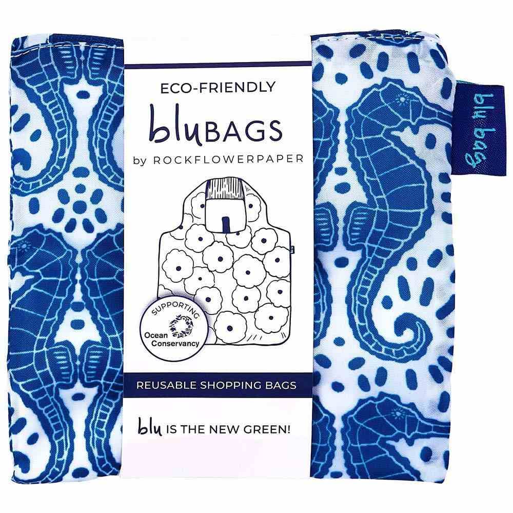 Seahorses blu Bag Reusable Shopper Tote