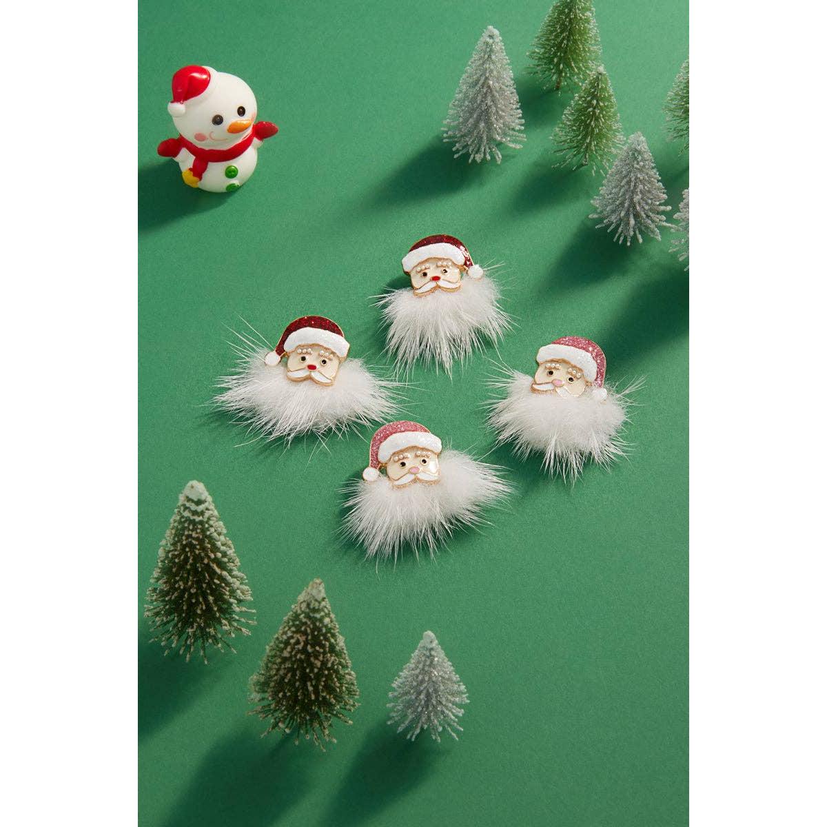 Christmas Santa Fur Post Earrings