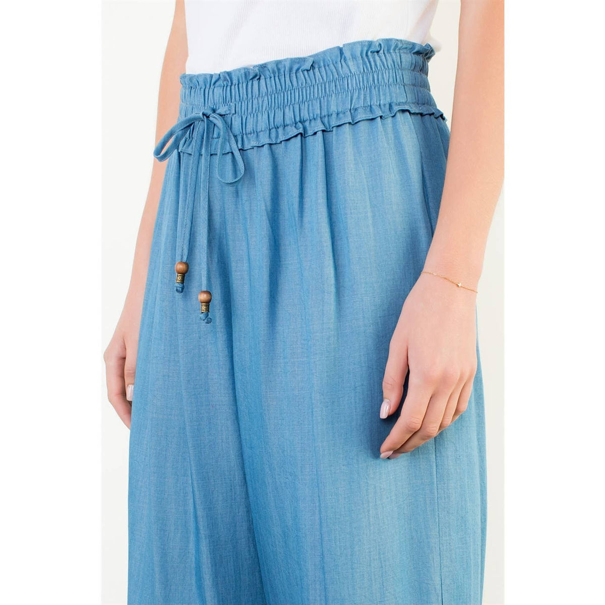 Sadie Elastic Waist Chambray Pants