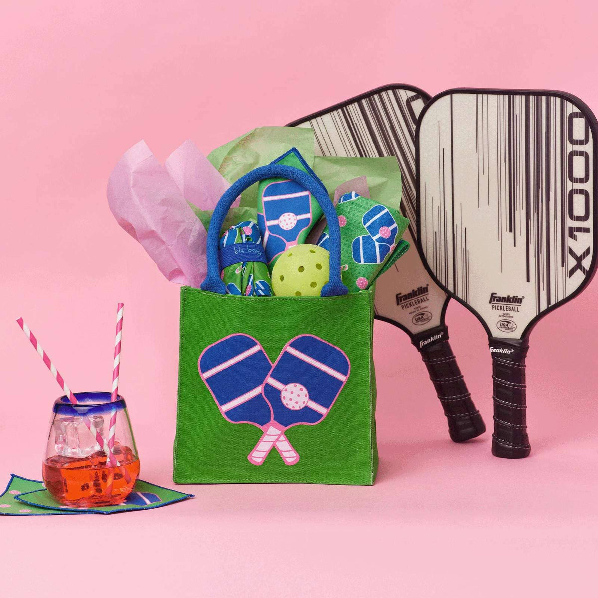 Pickleball Green Itsy Bitsy Reusable Gift Bag Tote