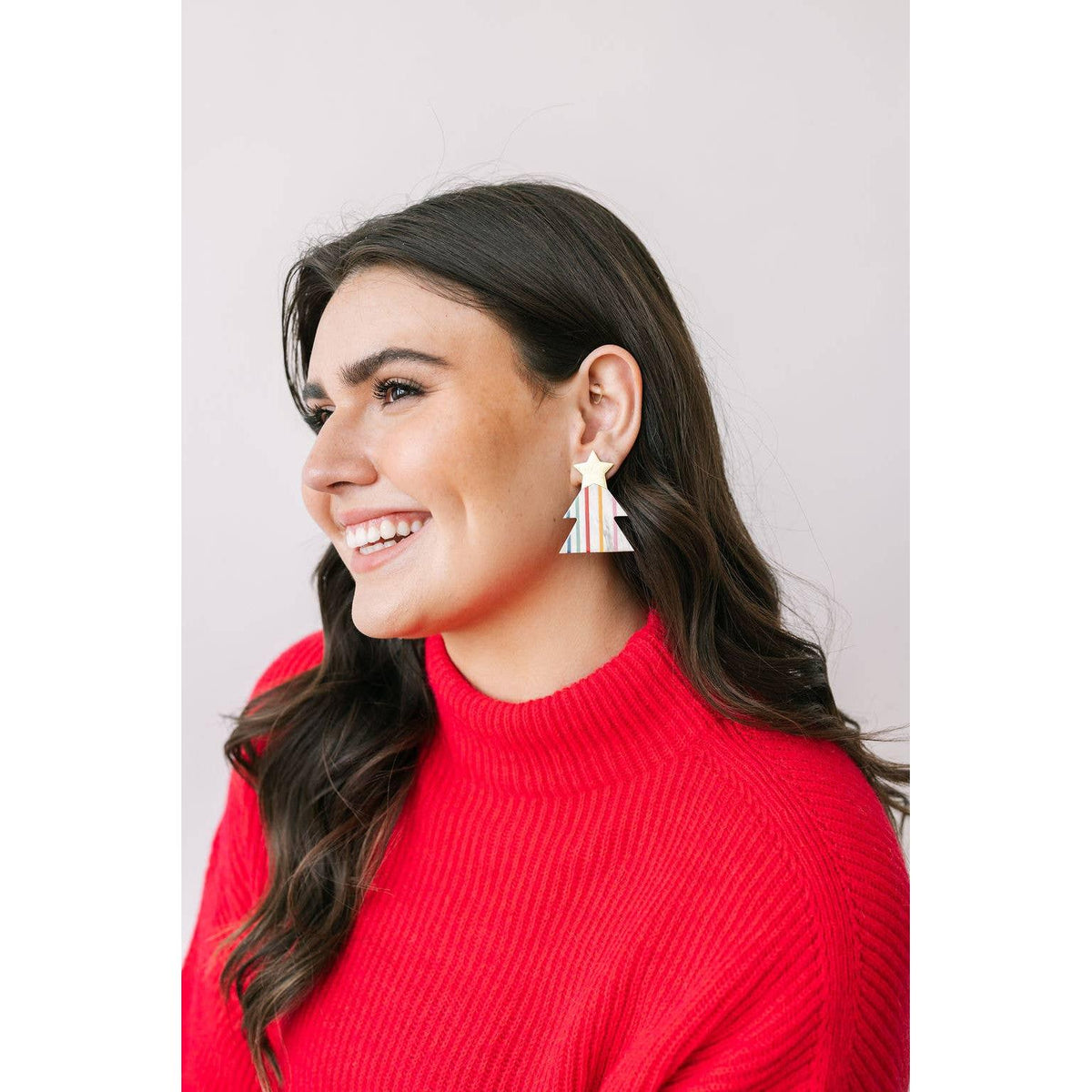 Rainbow Christmas Tree Earring