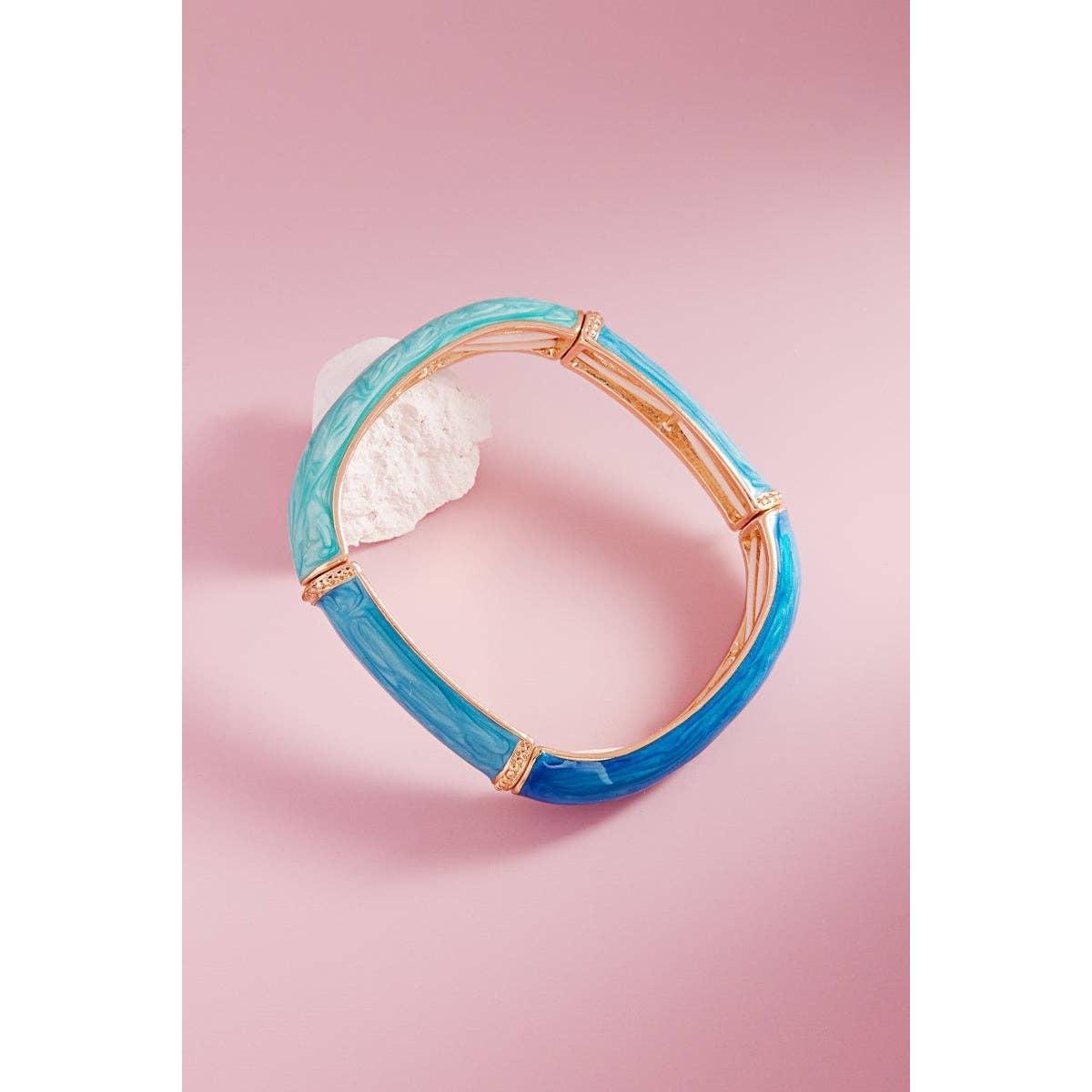 Square Color Enamel Stretch Bangle Bracelet