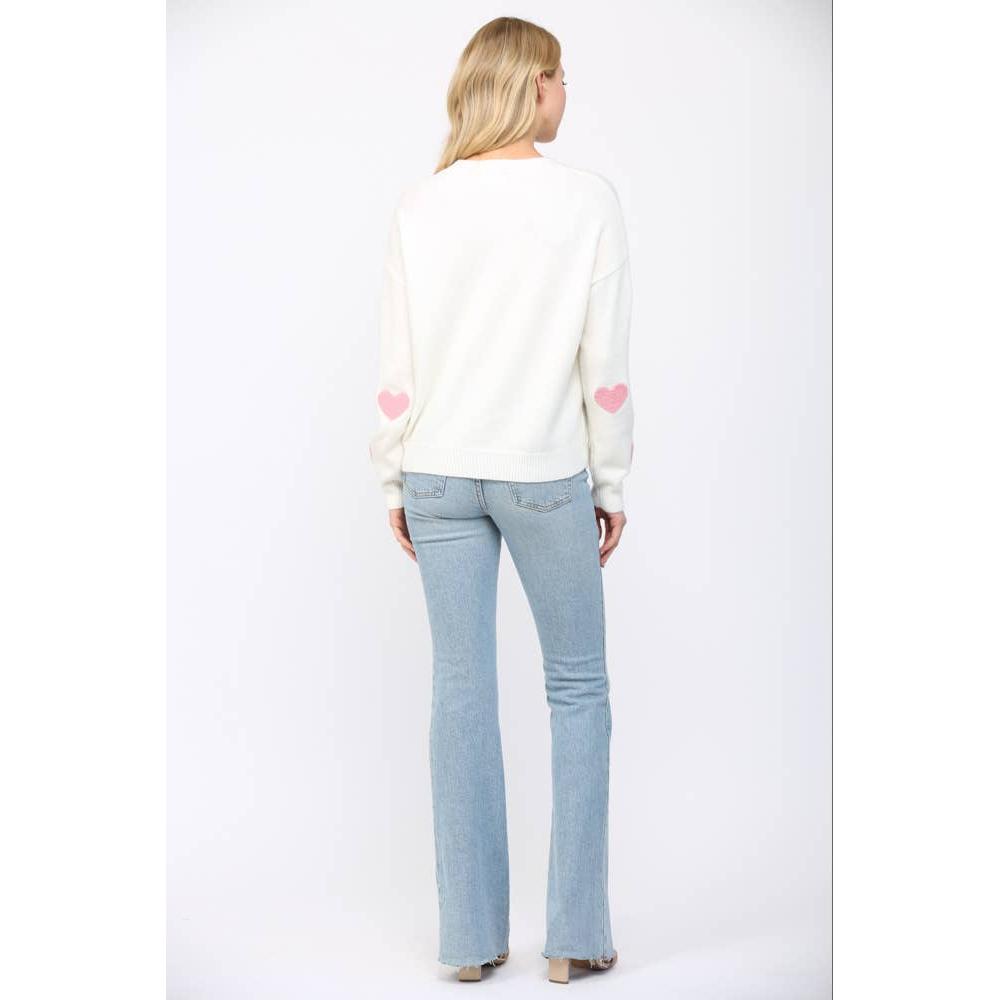 Heart Applique Crew Sweater