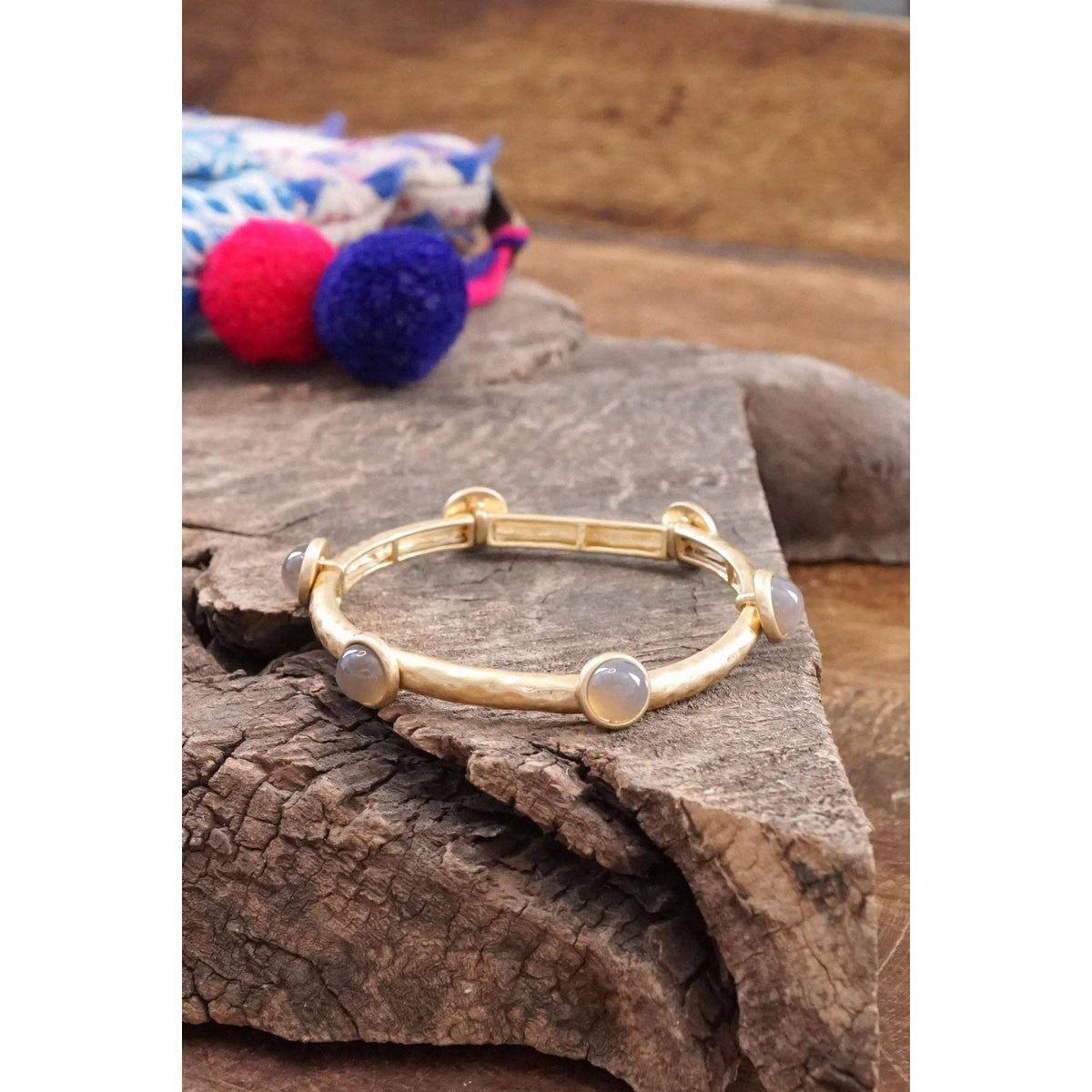 Jeweled Hammered Bangle