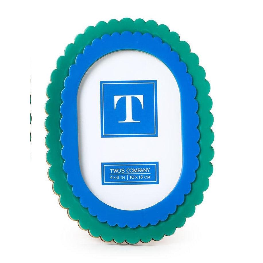 Blue Double Scalloped Edge Photo Frame