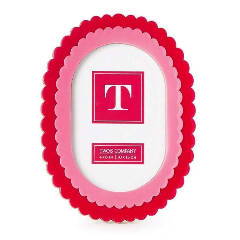 Pink Double Scalloped Edge Photo Frame