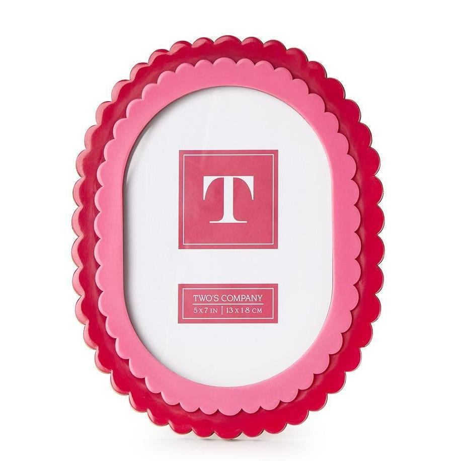 Pink Double Scalloped Edge Photo Frame