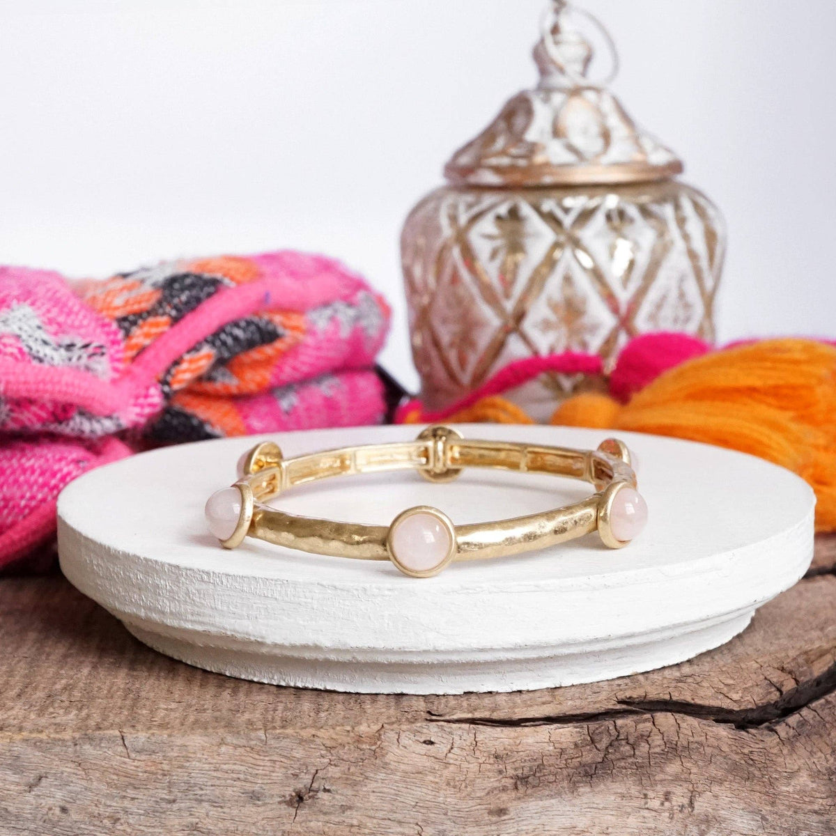 Jeweled Hammered Bangle
