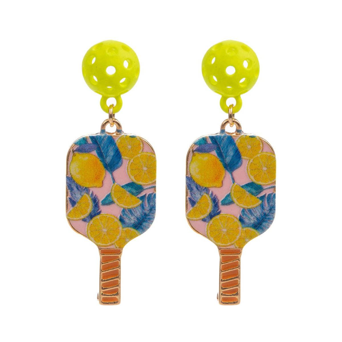 Sports Pickleball Enamel Titanium Post Earrings