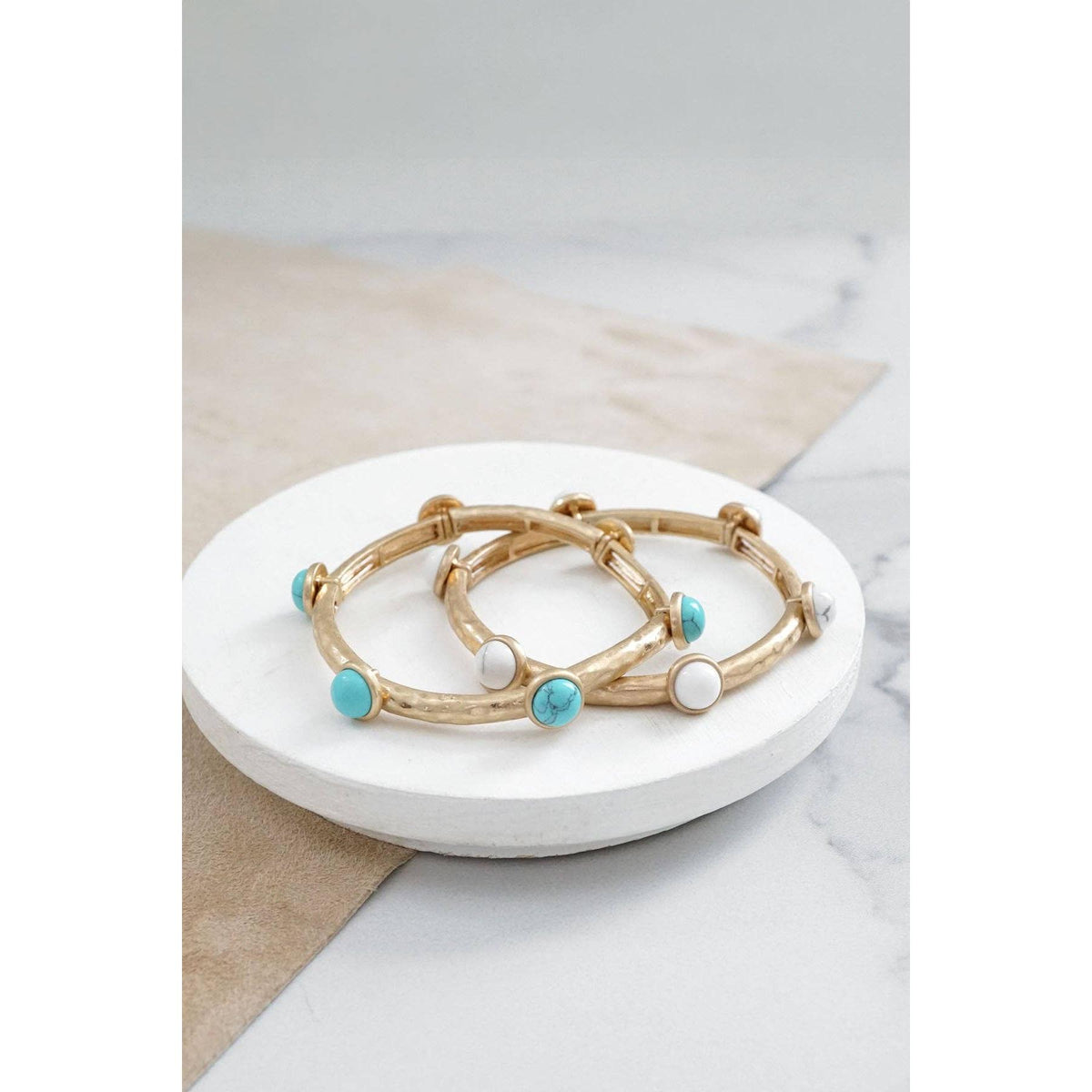 Jeweled Hammered Bangle