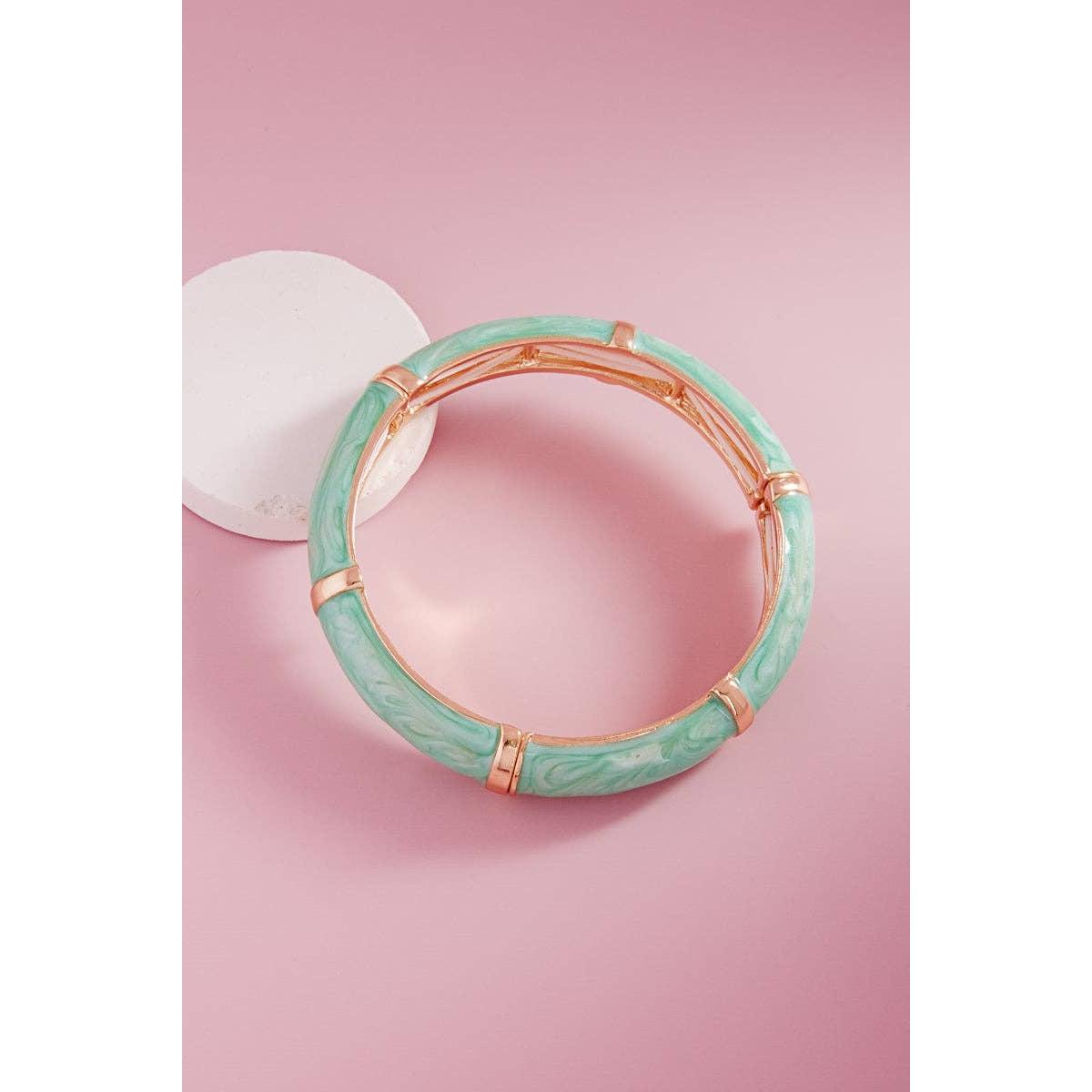 Round Color Enamel Bangle Stretch Bracelet