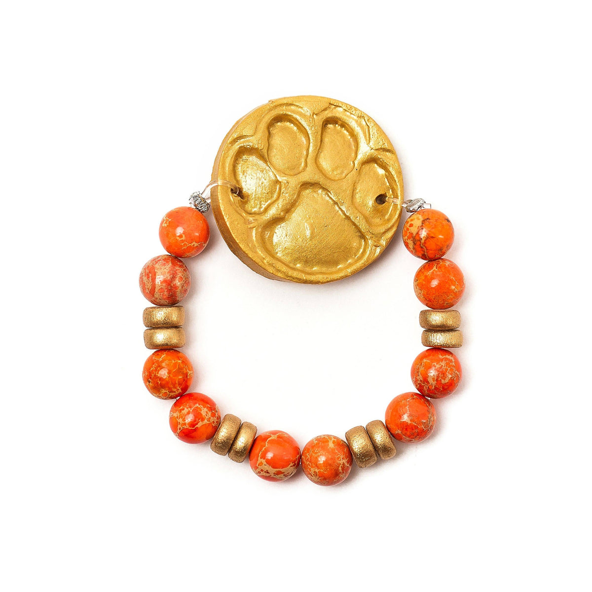 Orange Sea Jasper with Tiger Paw Bracelet