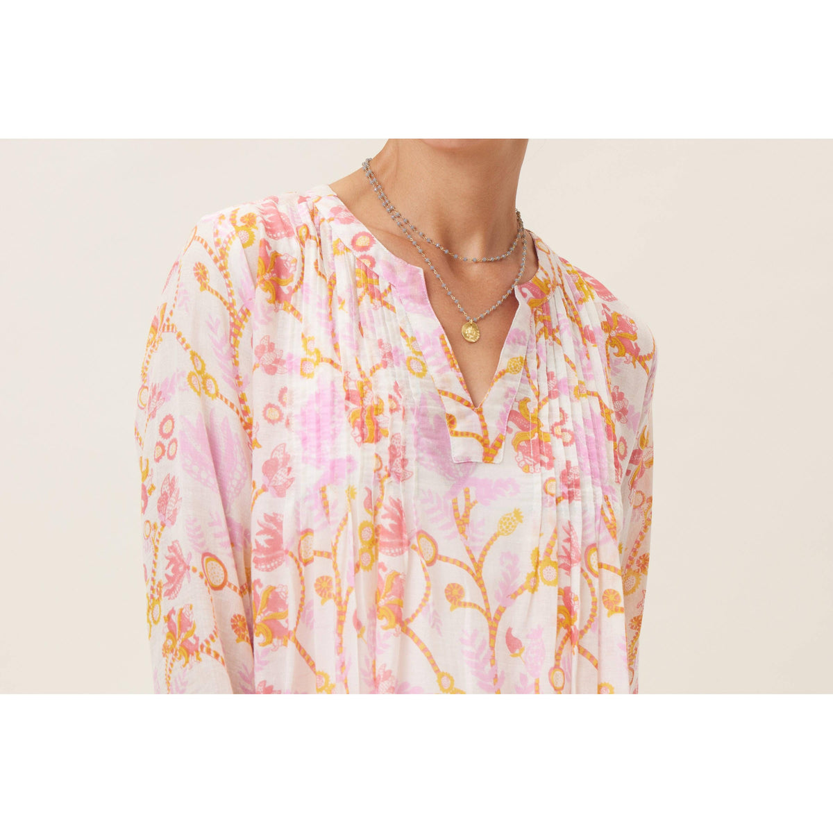 Gemma Pink Pintuck Beach Cover Up, Recycled Cotton