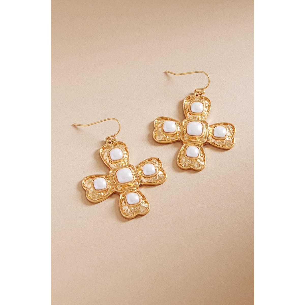Cross Gem Post Earrings