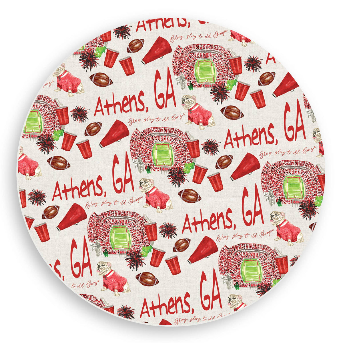 Georgia Football Pattern Vinyl Placemat