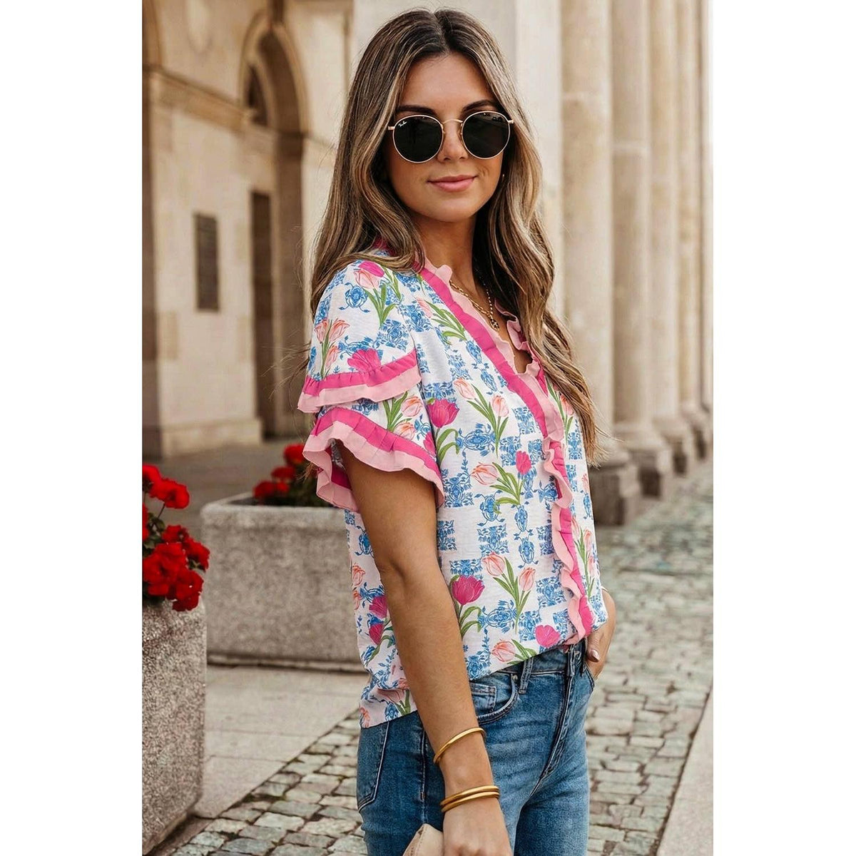 Tulip Garden Ruffle Blouse