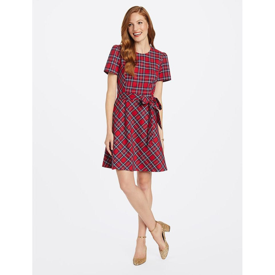 Angie Check Bow Waist Love Circle Dress