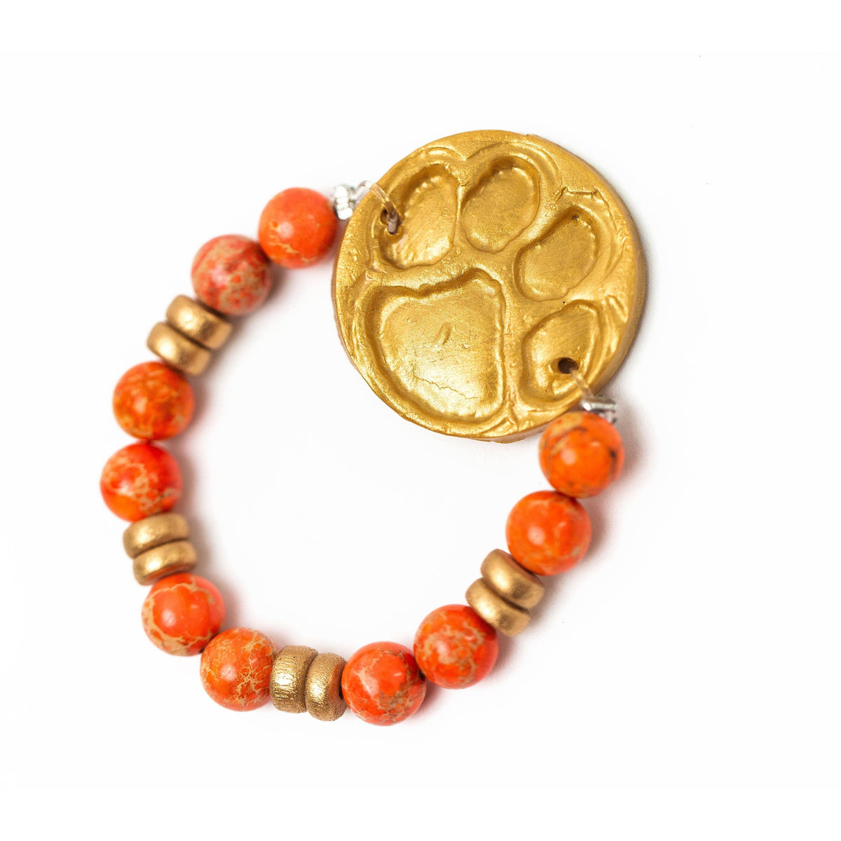 Orange Sea Jasper with Tiger Paw Bracelet