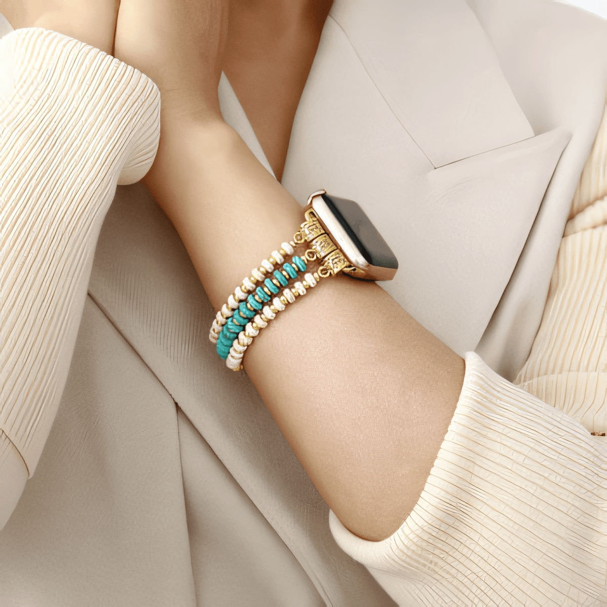 Turquoise Howlite Stretch Apple Watch Strap
