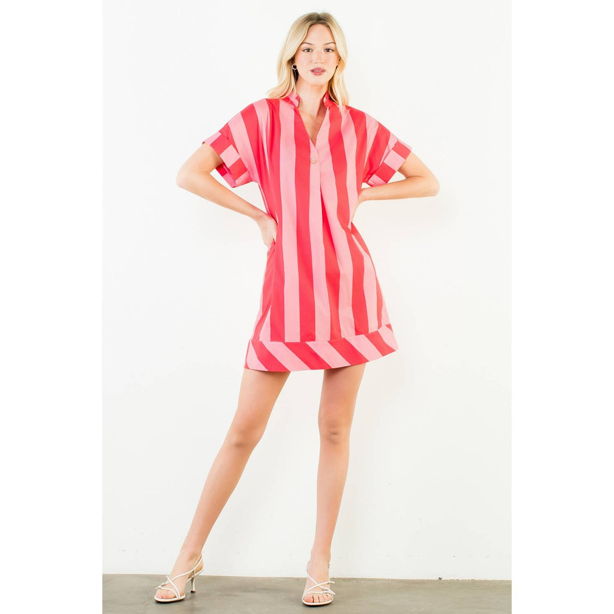 April Striped V-Neck Dress