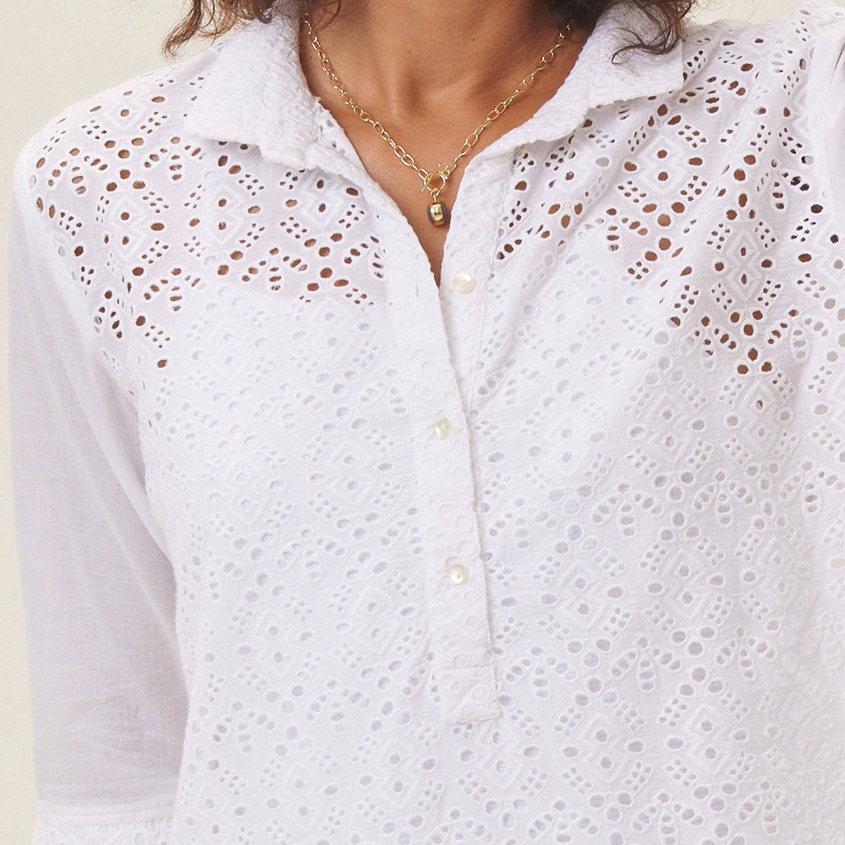 White Eyelet Beach Shirt