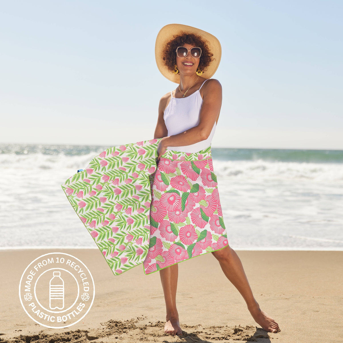 Pink Papaver Reversible Beach Towel