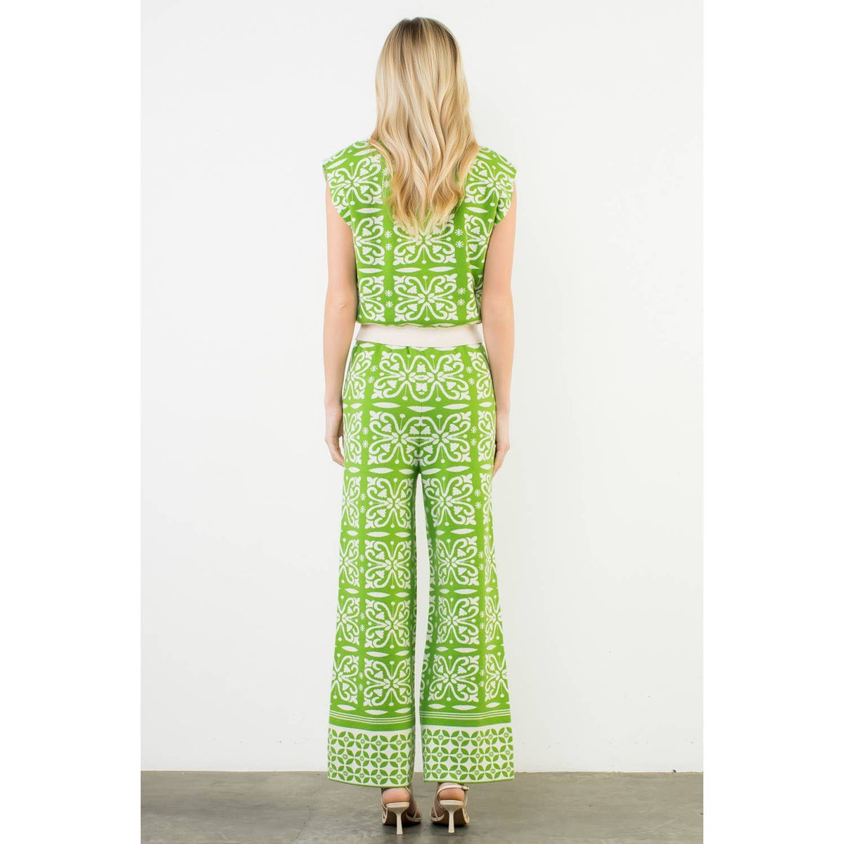 Floral Pattern Knitted Pants