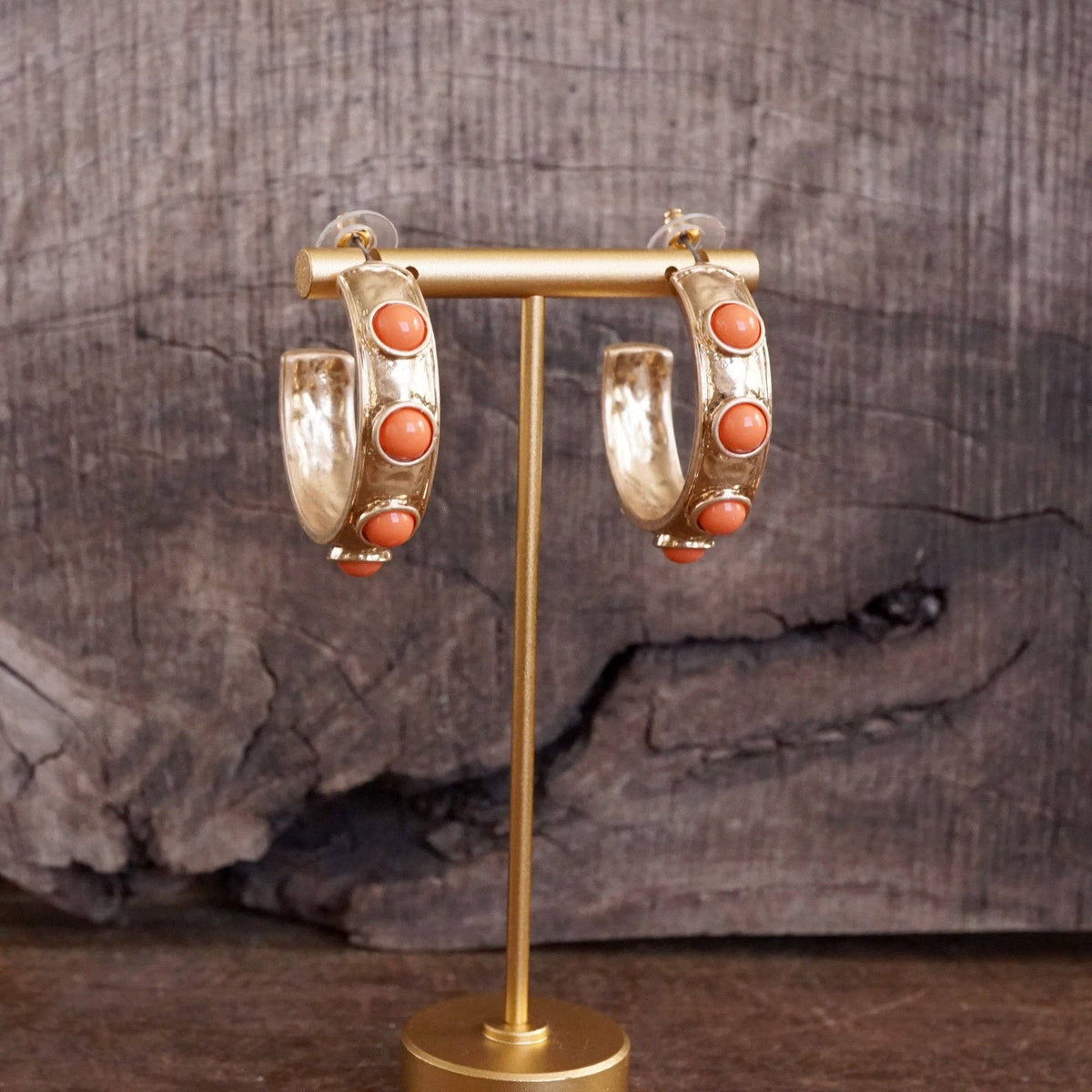 Jeweled Cabochon Hoop Earrings
