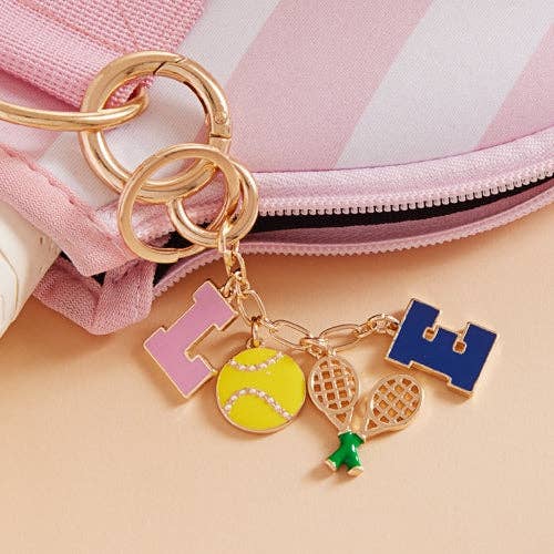 Sports Love Tennis Bag Charm and Keychain