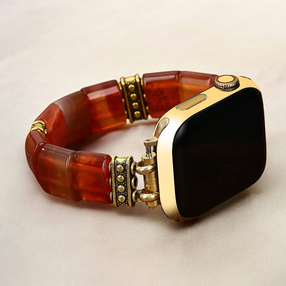 Serene Flame Agate Stretch Apple Watch Strap