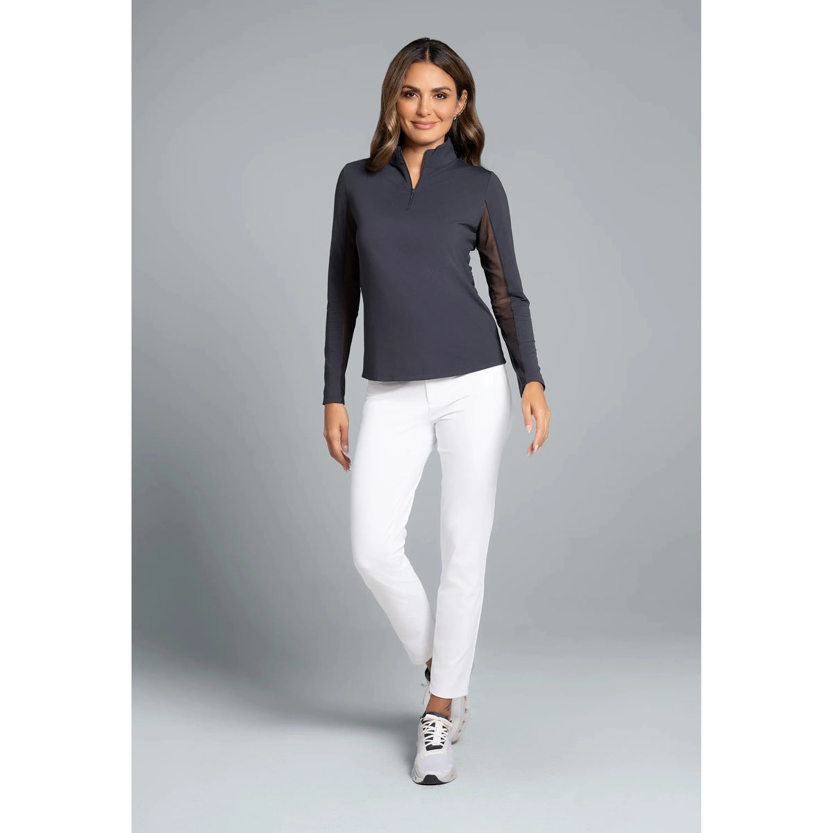 Solid Long Sleeve Mock Neck Top